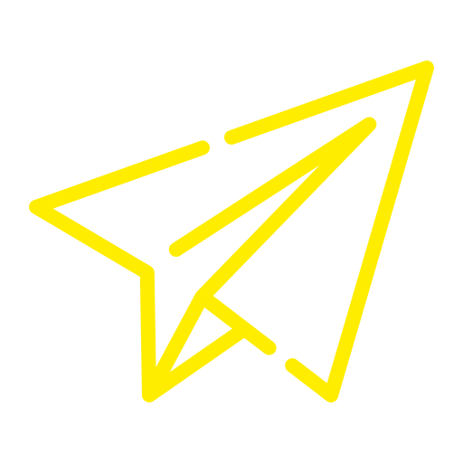 Papierflieger Icon in gelber Farbe